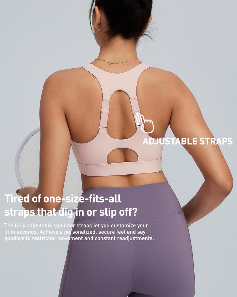 RUNNING GIRL Adjustable Straps Sports Bras for Women High Support, High Impact Molded Cup Sports Bra with Sewn in Pads(WX3185Flush Pink,M)