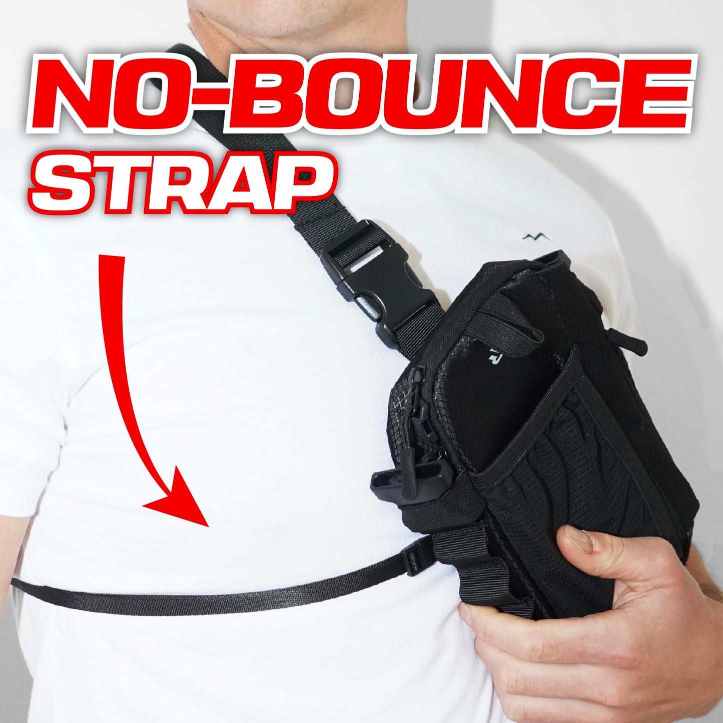 Modular NO-BOUNCE Rave Fanny Pack & Anti-Theft Sling Bag for Men - Waist Bag with 8 Secure Pockets | Festival Fanny Pack Men, Anti Theft (BLACKOUT)