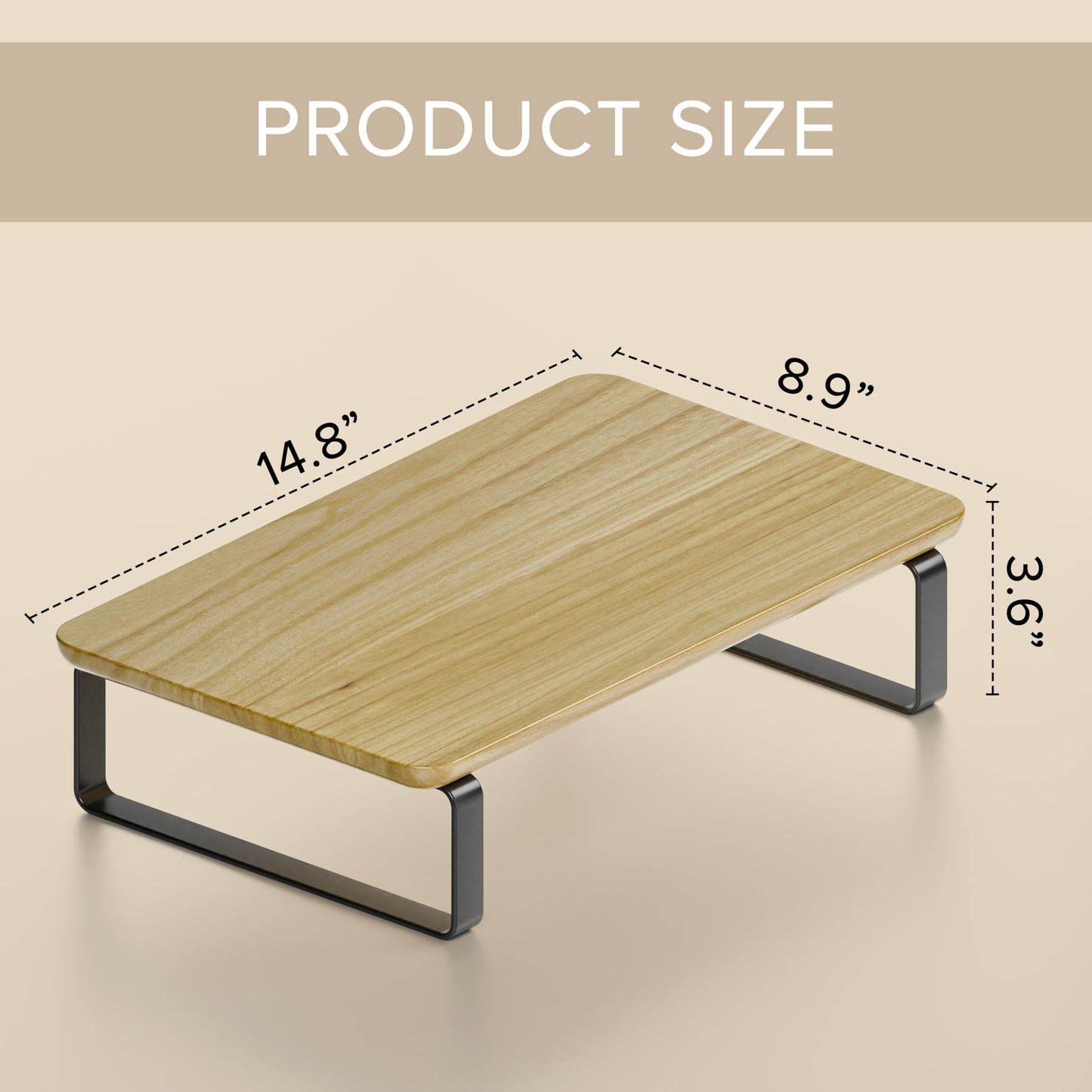 Beautiful Wooden Monitor Stand for Desk - Sturdy Stand Rises Your Monitor to the Perfect Ergonomic Level - Sleek and Functional Computer/Laptop Rack Design Elevates Any Workspace & Maximizes Space