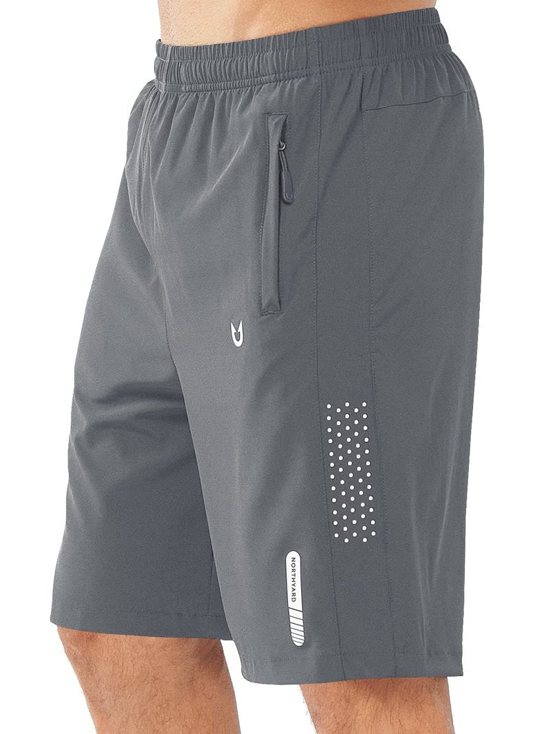 NORTHYARD Men's Athletic Running Shorts Gym Workout 7"/9"/5" Quick Dry Lightweight Sports Basketball Tennis 3 Zipper Pockets SMOKEGREY-9inch 2XL