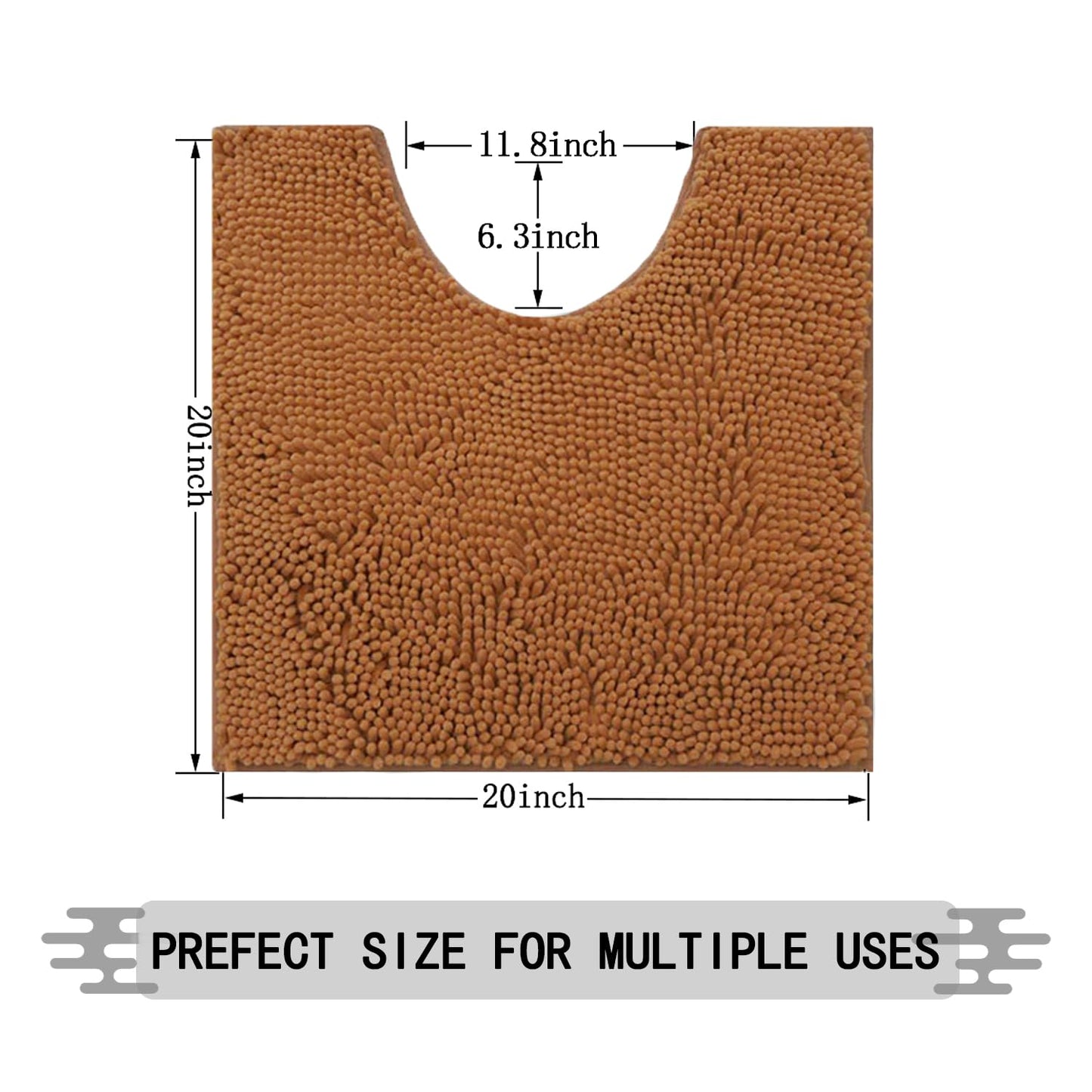 Flotstiga Toilet Rugs U Shaped Washable 20''x20'',Ultra Soft Absorbent Chenille Non Slip Contour Bathroom Rugs for Toilet,Dry Quickly, Machine Washable Bath Mats,Champagne