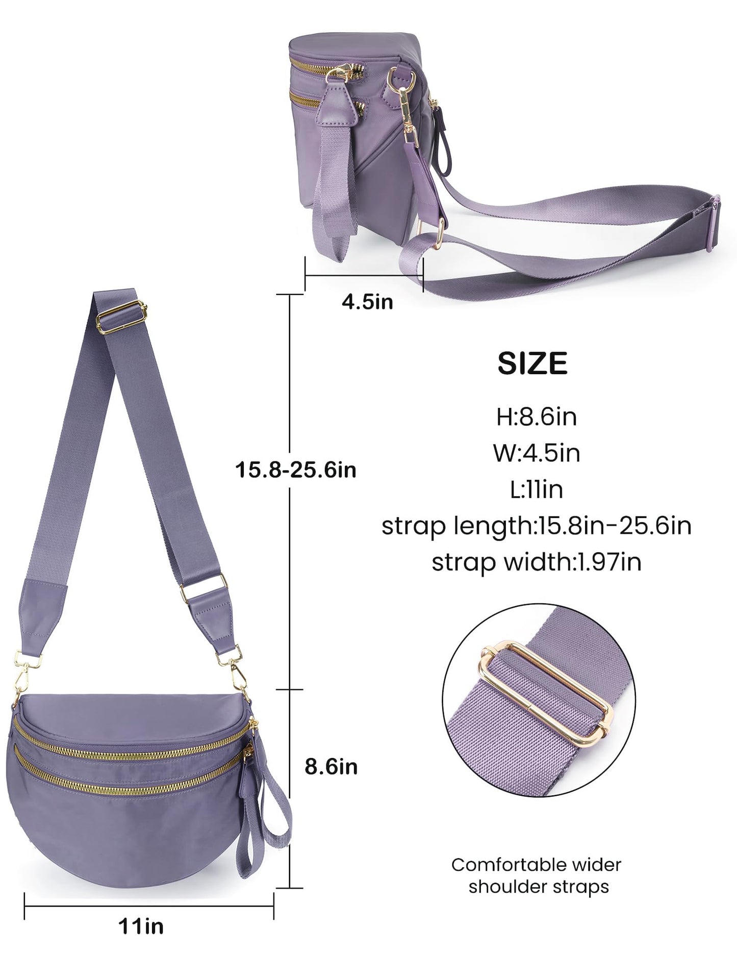 Spacious Nylon Crossbody Bag Bum Bag Handbags Wallets Purses Trendy Shoulder Bag for Women