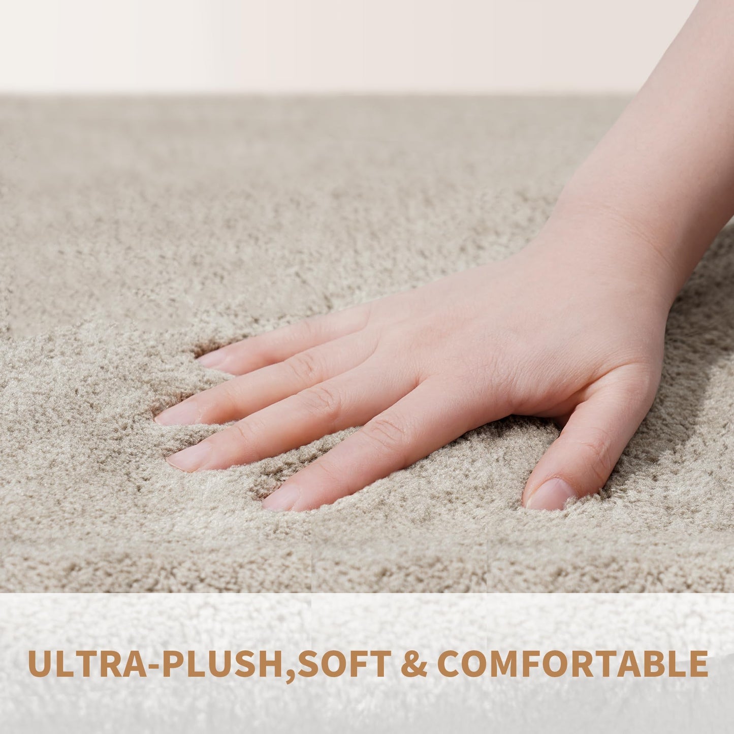 NEKL Bullnose Stair Treads Non Slip 9.5" x 32", 14 Pcs Ultra Plush Carpet Stair Treads for Wooden Steps Indoor with Edge Protection, Reusable Peel and Stick TPU Backing Stair Runner Rugs - Beige Gray