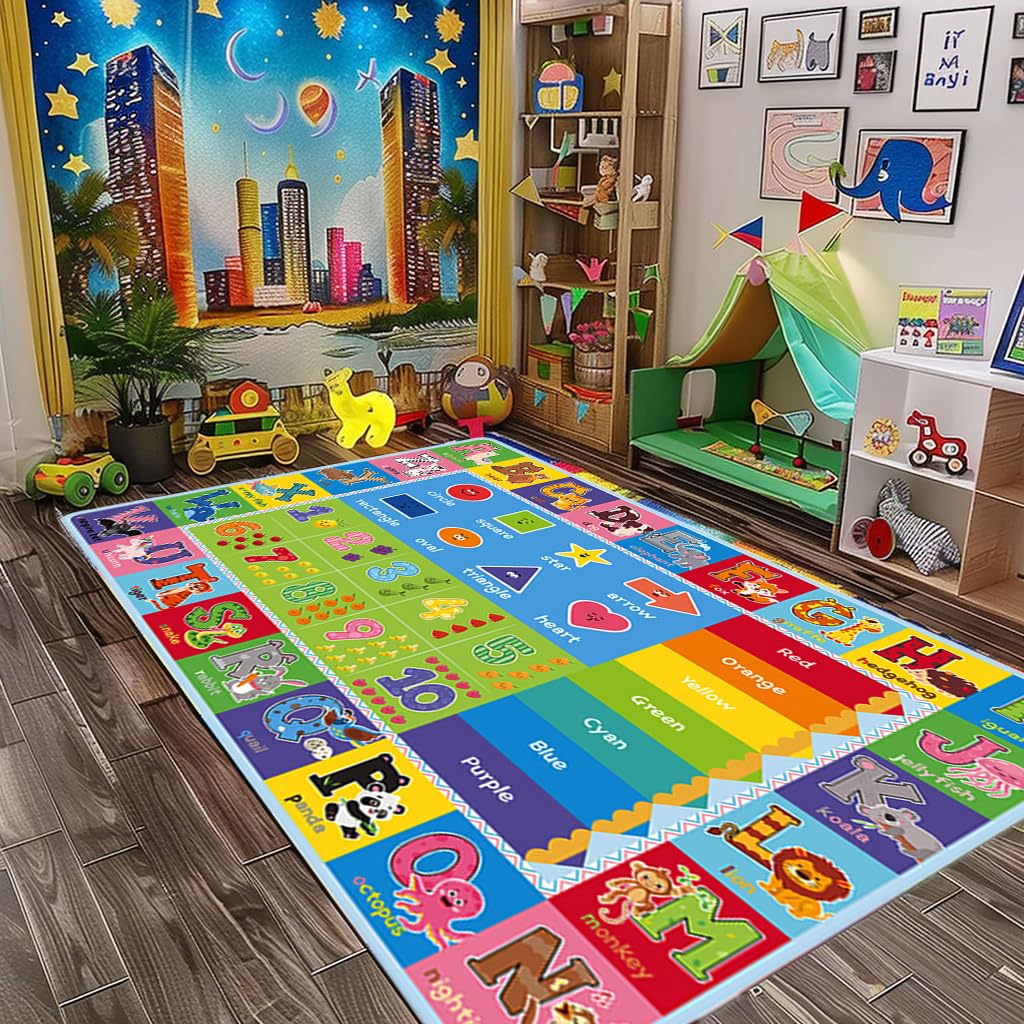 ABC Kids Play Rug, Non-Slip Classroom Carpet, 78.7" x 59"