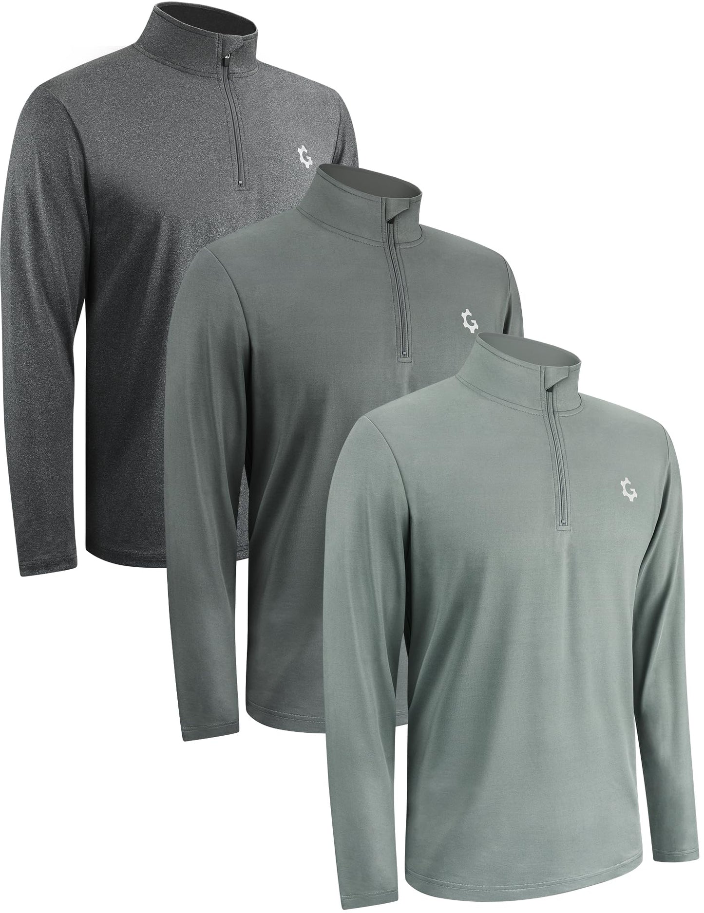 3Pack Quarter Zip Pullover Men 1/4 Zipper Sweatshirts Dry- Fit Long Sleeve Running Athletic Golf Work Out Gym Fishing Shirt Quick Dry Outdoor Active Sports Shirts Gray L