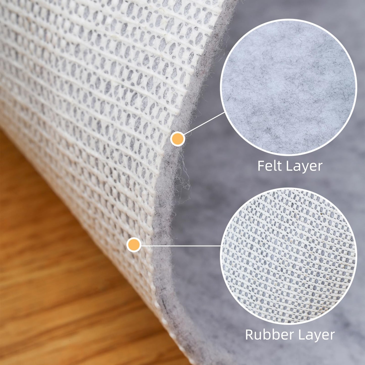 Non Slip Rug Pad, Natural Rubber Backing Rug Pads 1/4” Thick, Felt Rug Gripper Pad, Non Slip Under Carpet Mat, Under Rug Cushion for Hardwood Floors, Carpet Runners (2x4FT)