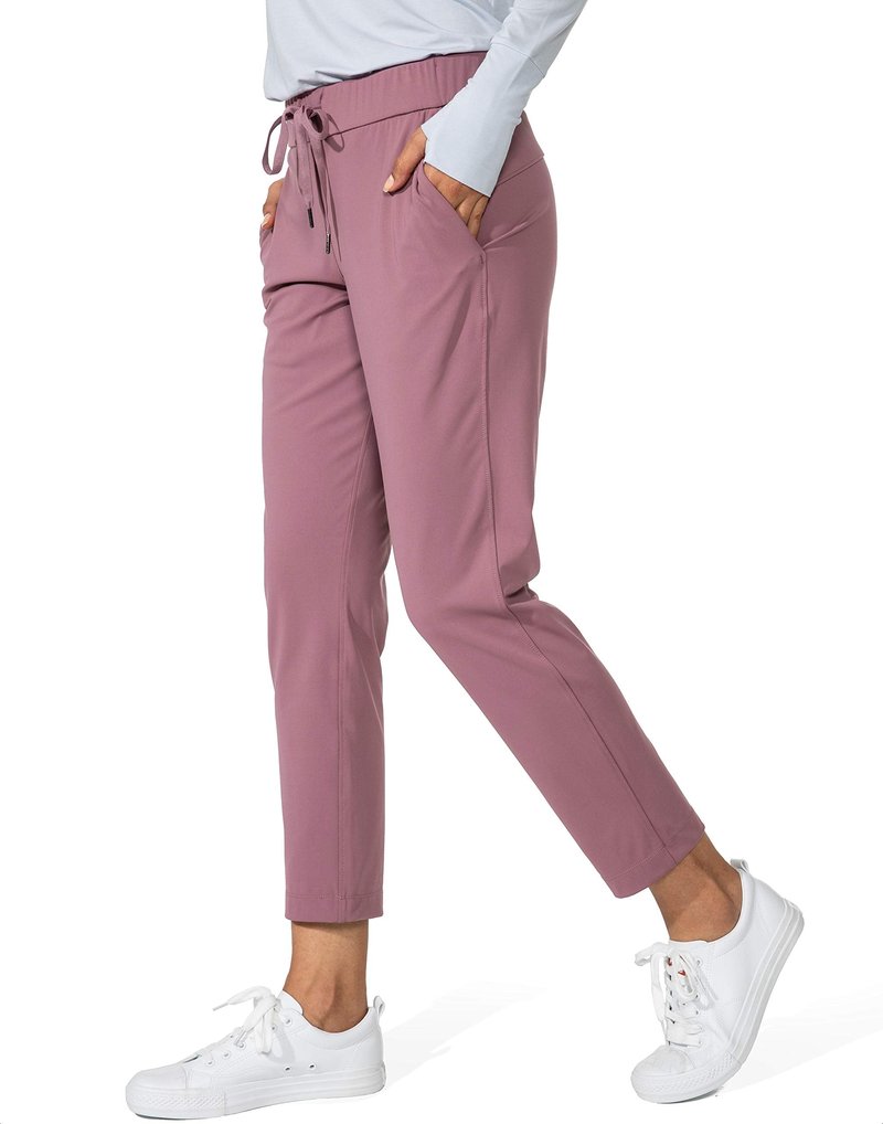 G Gradual Women's Pants with Deep Pockets 7/8 Stretch Sweatpants for Women Athletic, Golf, Lounge, Work (Pink, X-Small)