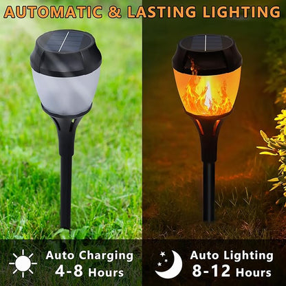 Swingers Solar Lights Outdoor,Solar Torch Lights with Flickering Flame,Waterproof Outdoor Garden Light for Halloween,Garden, Landscape, Path, Yard, Patio (4, Black)