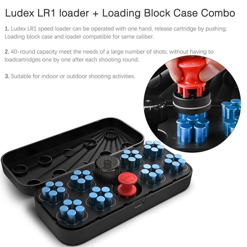 Ludex 5 Shot Revolver Speed Loader for .38 Special/.357 Magnum.Fits S&W 36,37,38,40,42,49,60,340,360/Charter Arms/Taurus 85, 651, 851/Rossi 68/Ruger SP101-Loader & Block