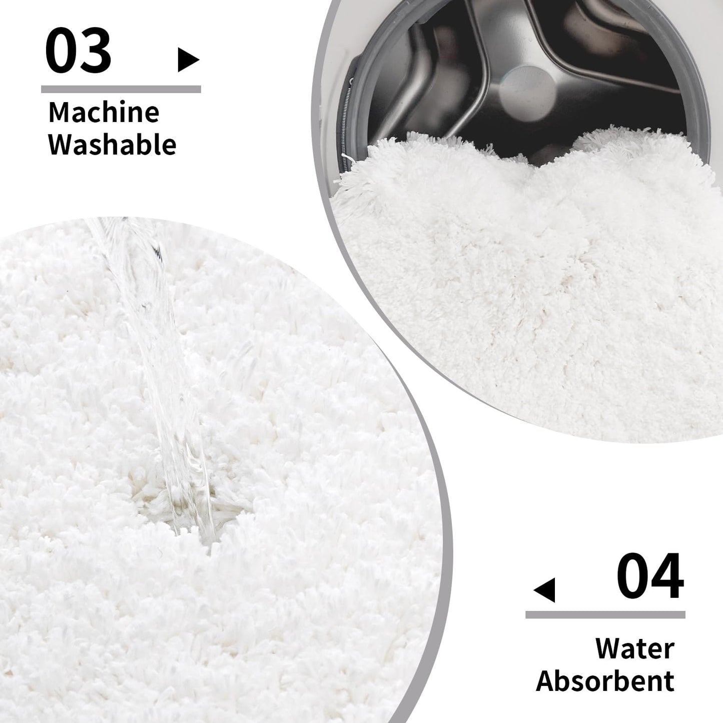 Disolla White Bathroom Rug 20x32 - Non-Slip Plush Thick Bath Mat, Highly Absorbent & Ultra Soft Fluffy Floor Mat, Machine Washable for Shower and Tub
