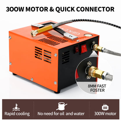 Portable PCP Air Compressor, 4500PSI/30MPa Water & Oil-Free,12V DC/110V AC Dual Power with Power Converter, Built-in Cooling Fan, High Pressure Air Pump for Airguns, Paintball Tank