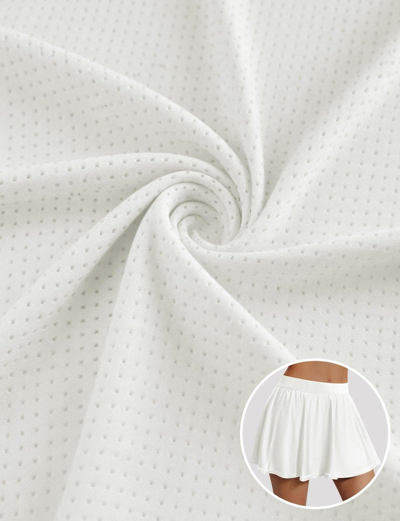 LouKeith Tennis Skirt High Waisted Mesh Casual Pickleball Athletic Skirts Workout Golf Skorts for Women with Pockets White M