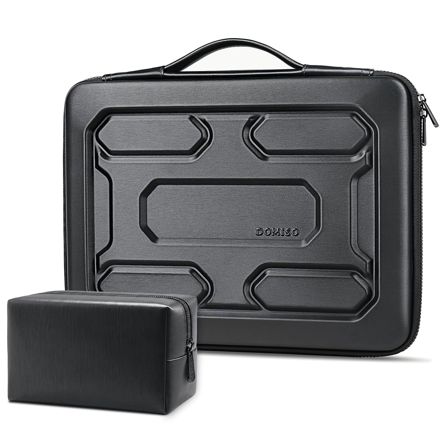 DOMISO Laptop Hard Case 17-17.3 inch Waterproof Shockproof Hard Shell Laptop Sleeve with Handle & Storage Pocket, Compatible with MacBook, HP, Dell, Black