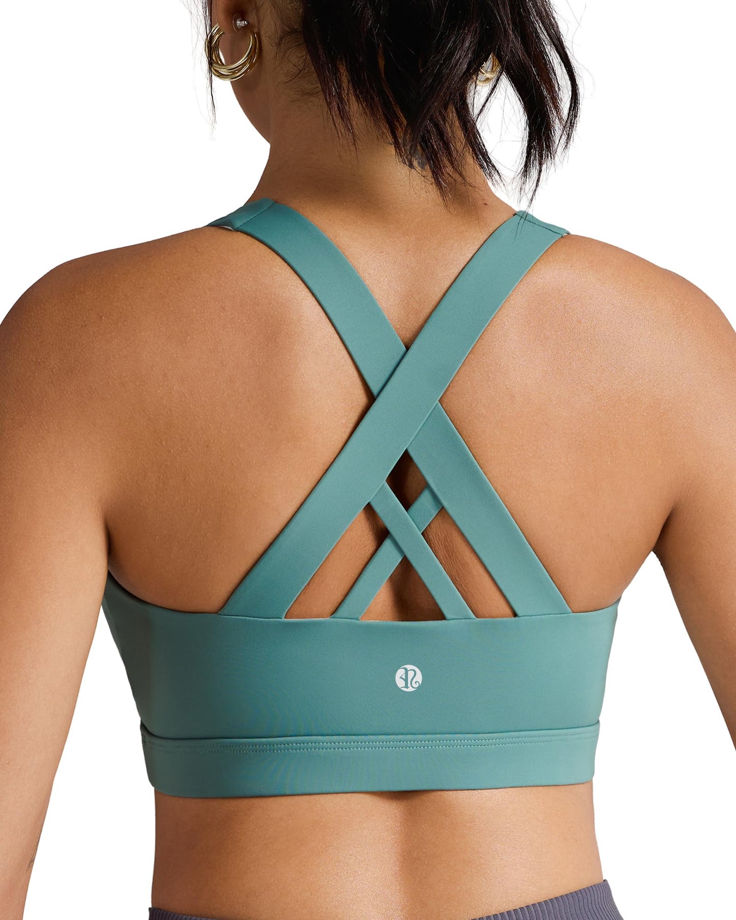 RUNNING GIRL Sports Bra for Women, Criss-Cross Back Padded Strappy Sports Bras Medium Support Yoga Bra with Removable Cups