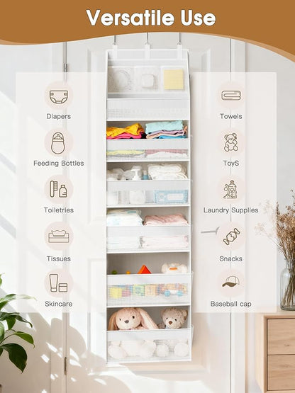 Criusia 2 Pack Over the Door Organizer, Heavy-Duty 6-Shelf Hanging Storage