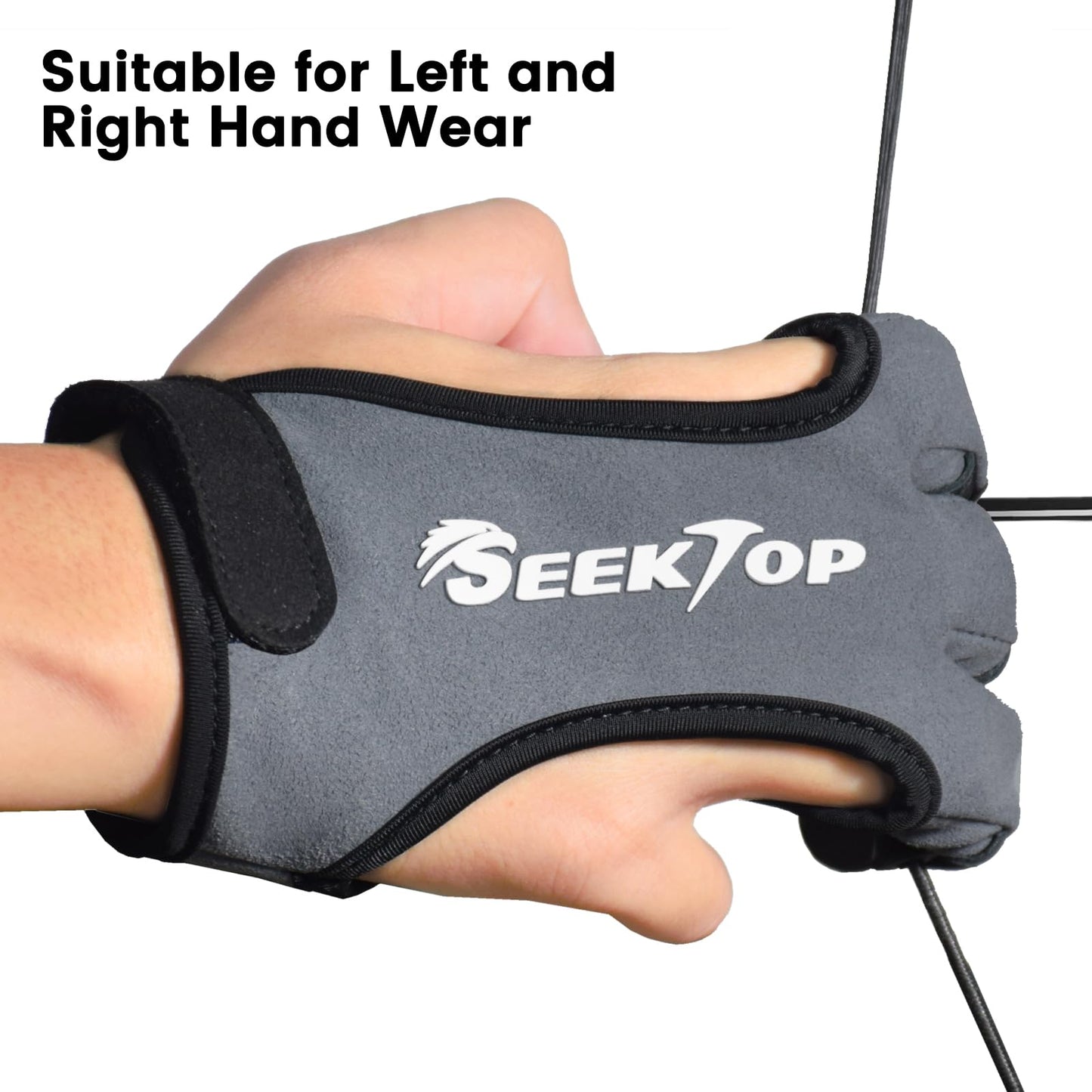Seektop Archery Gloves Shooting Hunting Leather Three Finger Protector for Youth Adult Beginner