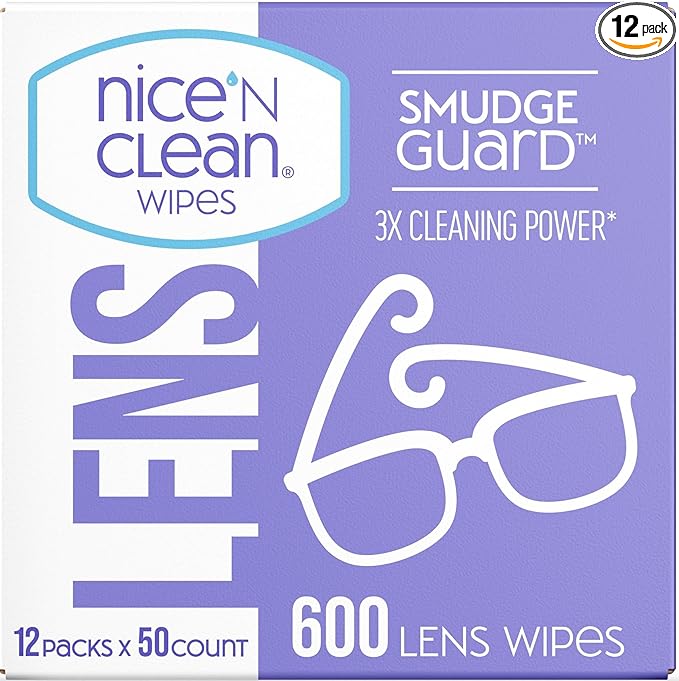 Nice 'N CLEAN SmudgeGuard Lens Wipes | Individually-Wrapped, Pre-Moistened
