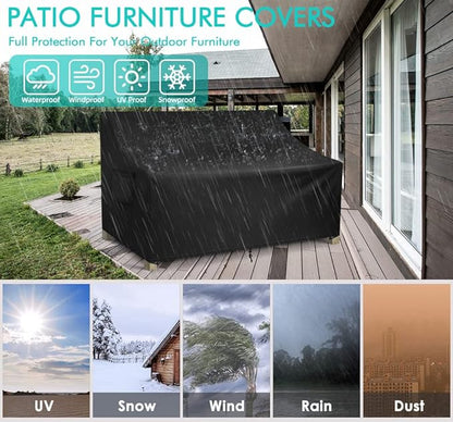 WLEAFJ Patio Sofa Cover Waterproof, 3-Seater Outdoor Sofa Cover, Heavy Duty Deep Lounge Loveseat Cover, Large Lawn Patio Furniture Covers with Air Vent, 78’’ W x 33’’ D x 32’’ H
