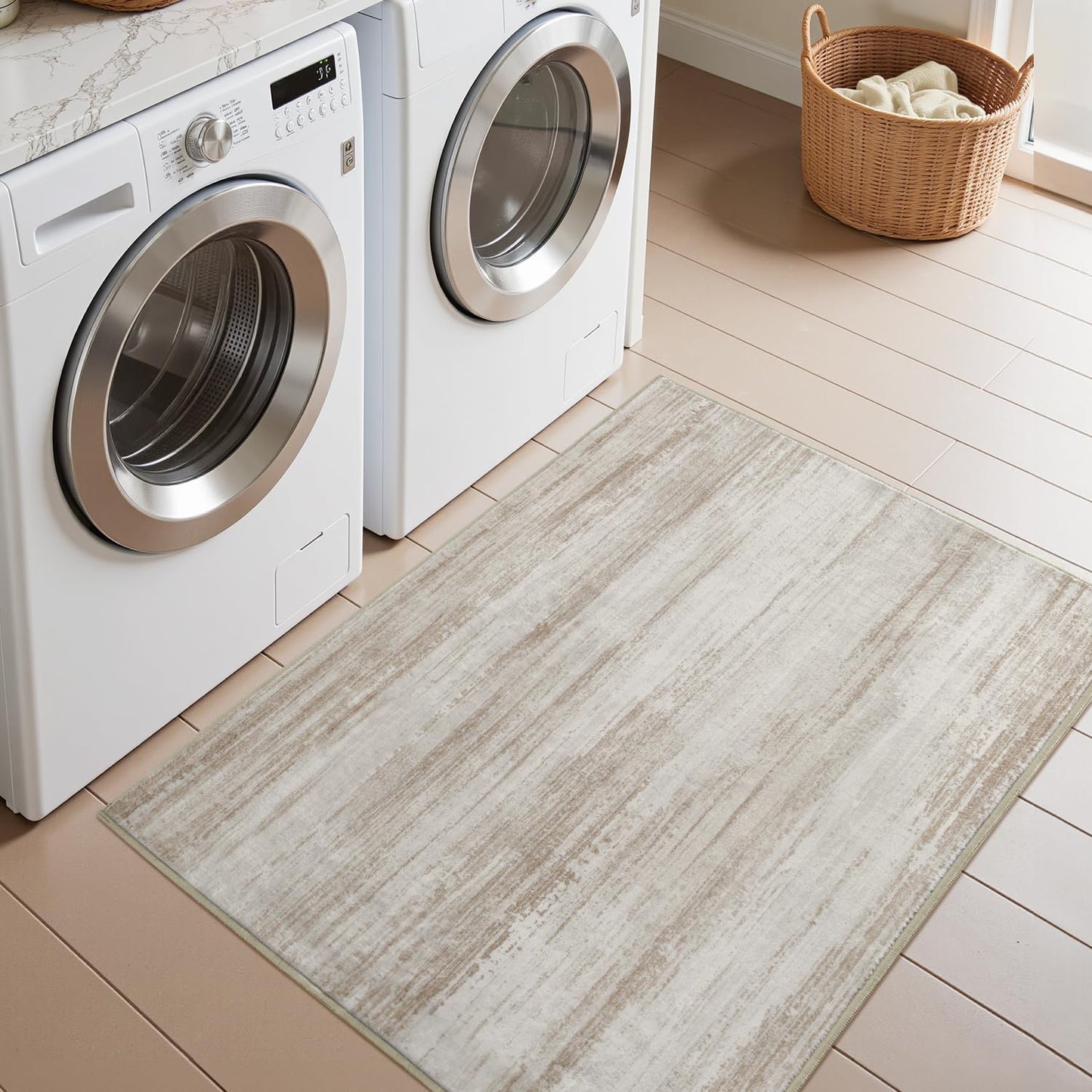 PADOOR Modern Abstract Entryway Rug - 2x3 Washable Rugs Non-Slip Door Mat, Ultra Soft Low Pile Floor Rugs Doormat for Entrance Front Door Indoor Brown