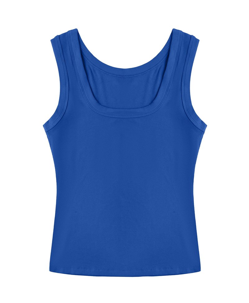 SVALIY Summer Womens Tank Tops 2025 Square Neck Fitted Sleeveless Shirts for Women Ribbed Basic Top Dark Blue