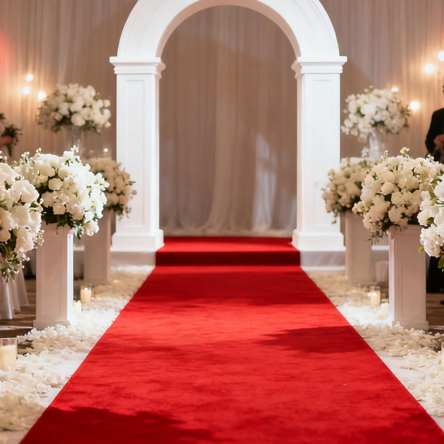 450GSM, 3ft x 20ft Red Carpet Runner for Party, Reusable TPR Non-Slip Backed Red Rug with Anti Slip for Wedding, Christmas, Indoor/Outdoor