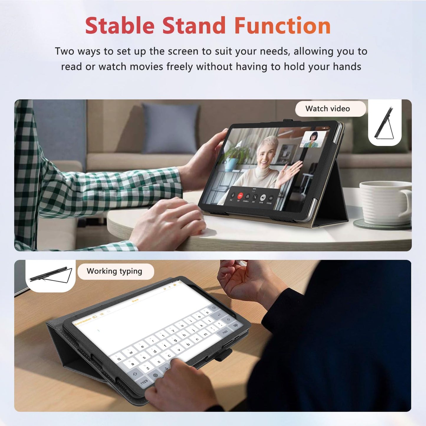 Case Cover for Blackview LIKN 2, KONXISA Tablet Case with Magnetic Adsorption, PU Leather Folding Protective Cover with Pen Holder, Protection Tablet Sleeve, Black