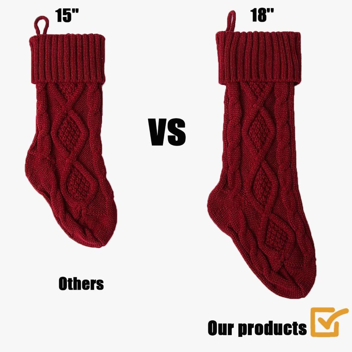 Fesciory Christmas Stockings, 3 Pack 18 Inches Cable Knitted Large Size Stocking Gifts & Decorations for Family Holiday Xmas Party (Burgundy&Ivory White and Green 18in)