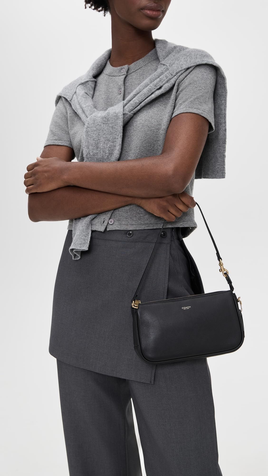 Coach Women's Natural Grain Leather Plaza Bag, Black, One Size