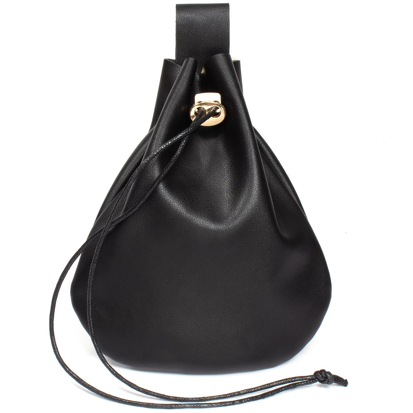 Leather Belt Pouch Medieval Vintage Renaissance Viking LARP Cosplay Costumes Drawstring Coin Purse Phone Holder Waist Bag (Black)
