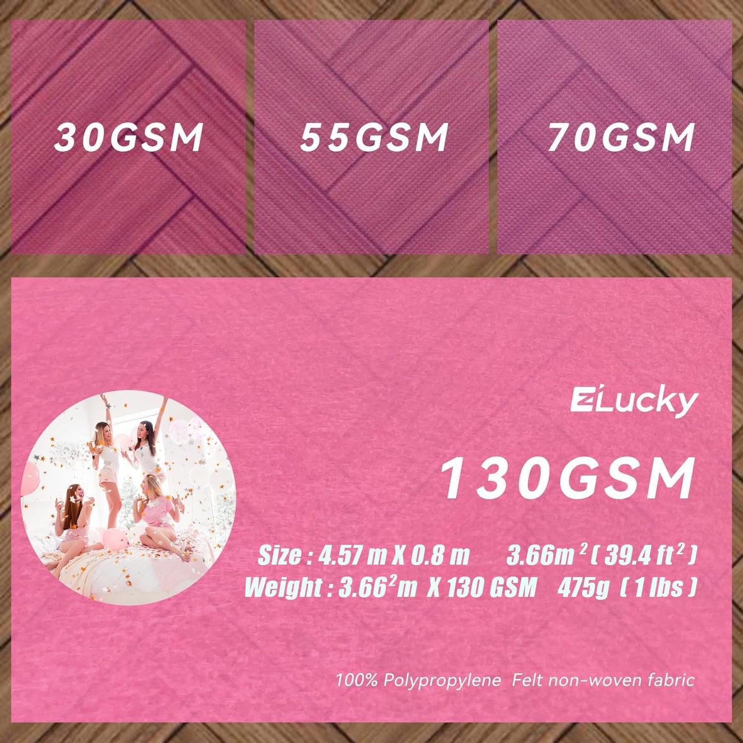 EZLucky Pink Carpet Runner for Party, 2.6X15ft, 130GSM Felt Non-Woven with Double-Sided No Traces Adhesive Sticke, Aisle Runner for Wedding, Movie Theme Party Decos, Pink Runway Rug for Prom