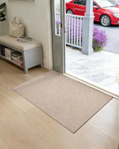 HearthCraft Ultra Thin Front Door Mat, 24x36 Rug for Entryway Indoor, Non-Slip Low Profile Doormat with Rubber Backing, Durable Waterproof for Home, Patio, Porch, Beige