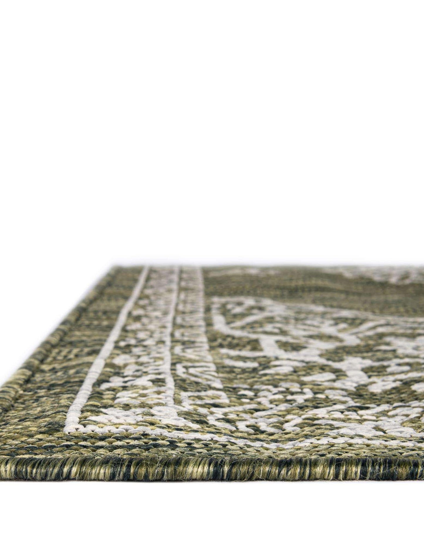 Unique Loom Outdoor Traditional Collection Area Rug - Antique (2' x 8' Runner Green/Ivory)