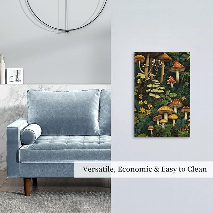 Mushrooms Forest Nature Botanical Art Light Switch Covers No Device Wall Plate 1 Gang Decorative Blank Switchplate Electrical Faceplate for Farmhouse Living Bedroom Decor