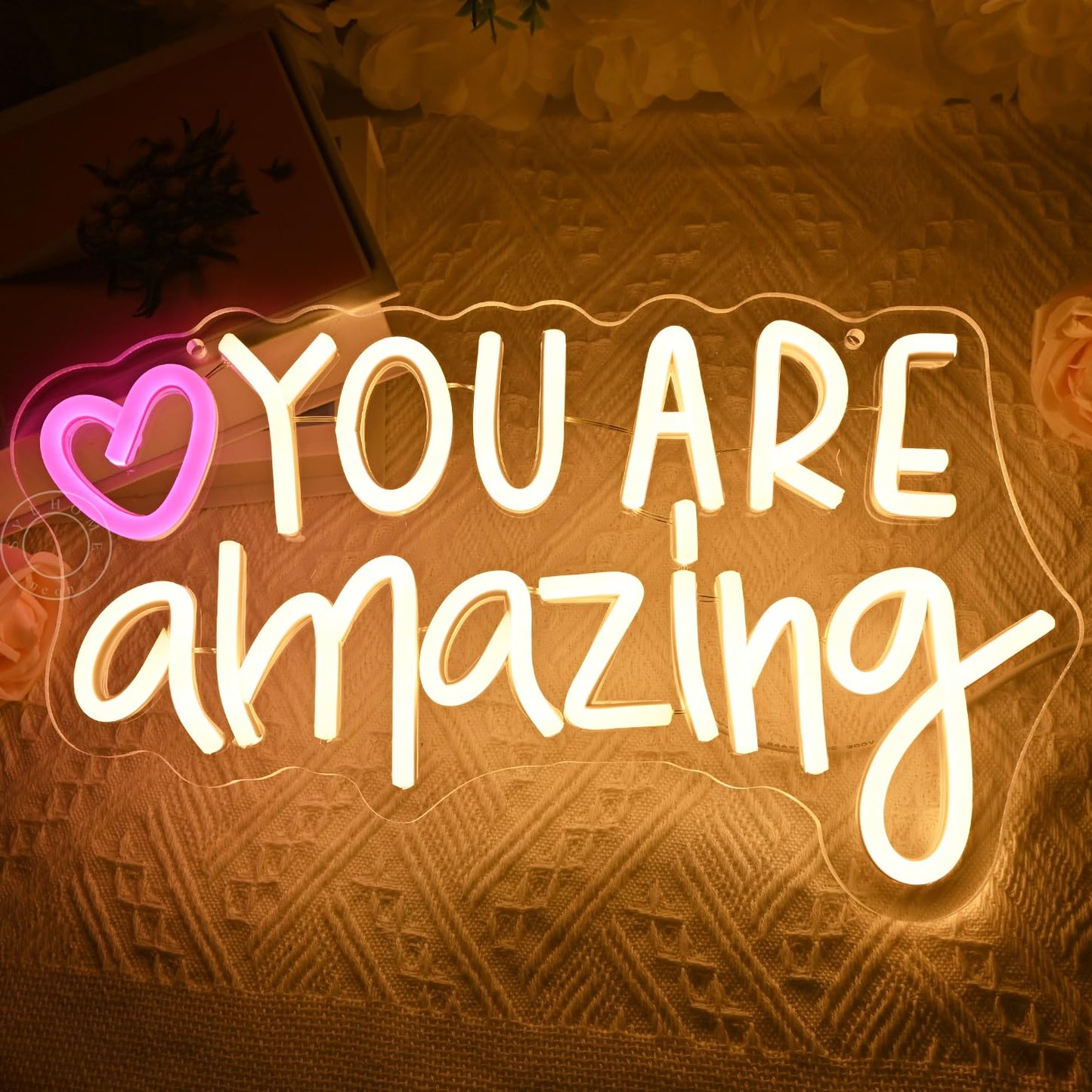 SYLHOME Led Neon Light Sign You Are Amazing Heart Classroom Kids Room Besroom Wall Decor Sign Banner Birthday Christmas Party Backdrop 13.8" X 8" USB