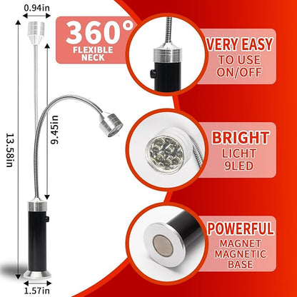 Grill Light, Grill Accessories - Christmas Stocking Stuffers for Men Dad Boyfriend, LED BBQ Light with Magnetic Base & 360° Flexible Gooseneck, Smoker Grilling Gifts for Men, Batteries Included-1 Pair