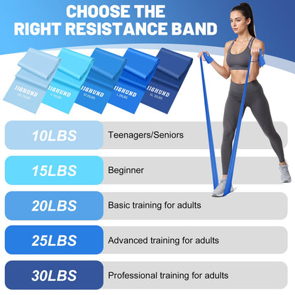 5 Pcs Resistance Bands, Professional Exercise Bands Elastic Stretch Bands for Fitness Yoga Pilates Stretching Strength Training, Workout Bands for Women and Men Home Gym