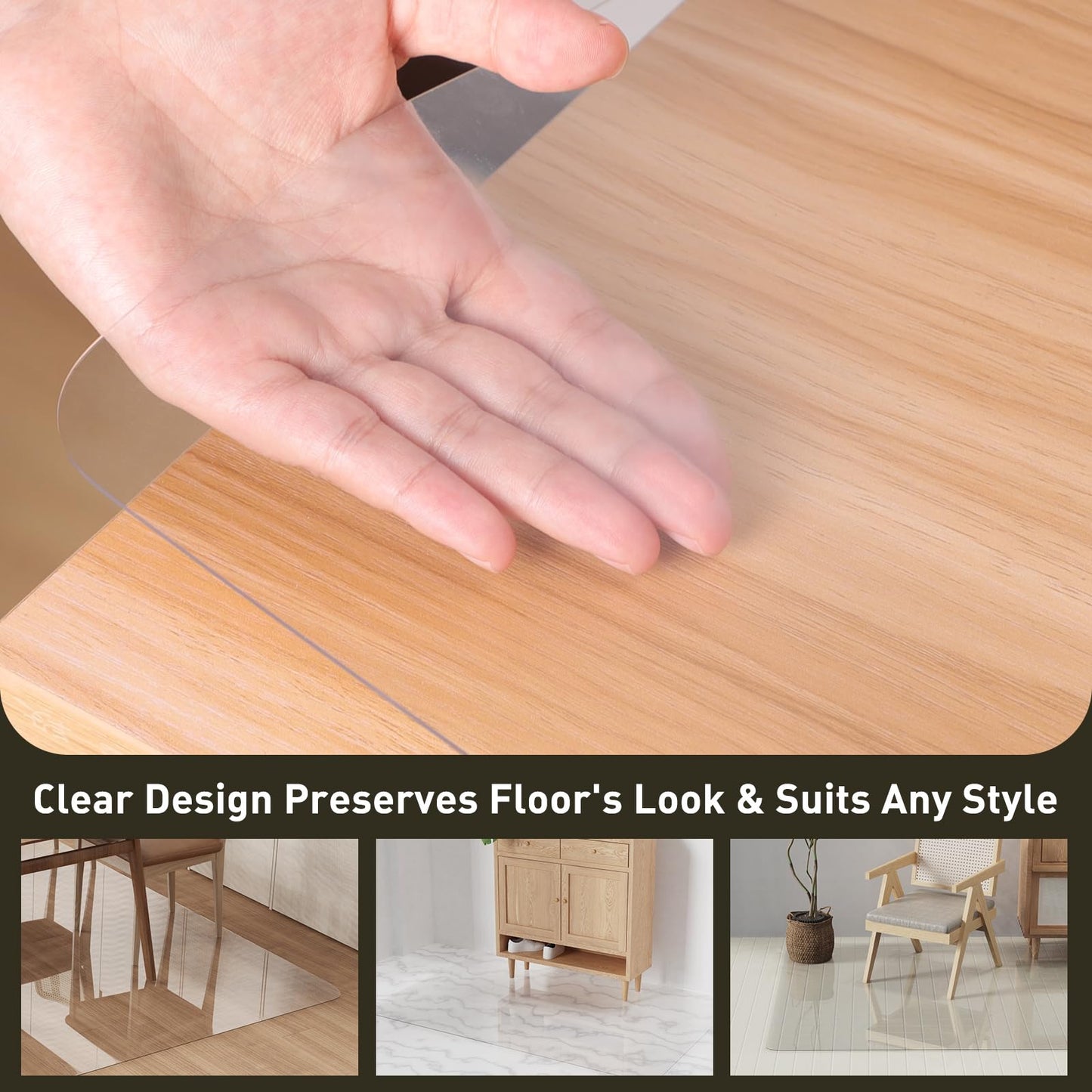 ZPAI Area Floor Mat for Home, 5'×7' Large Transparent No Slip Waterproof Vinyl Area Rug, Spill Resistant Hard Floor Protector Cover for Kitchen, Easy Clean Splat Mat for Under High Chair