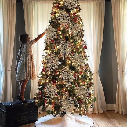 DILATATA 6Pcs Christmas Glitter Leaves Holly Leaves 23" Artificial Champagne Holly Leaf Picks Sprays Giltter Stems for Christmas Tree DIY Xmas Wreath Garland Home Decor - Champagne