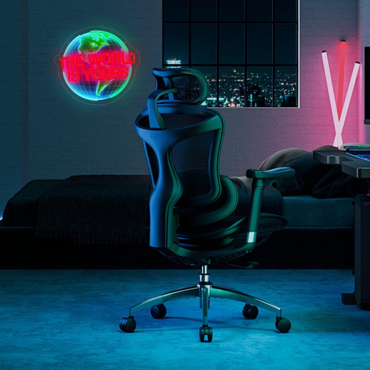 The World Is Yours Neon Sign, LED Wall Sign for Bedroom, Game Room & Bar Decor, Bright Acrylic Neon Sign for Parties, Modern Neon Signs for Wall Decor Men, USB Powered Motivational LED Sign