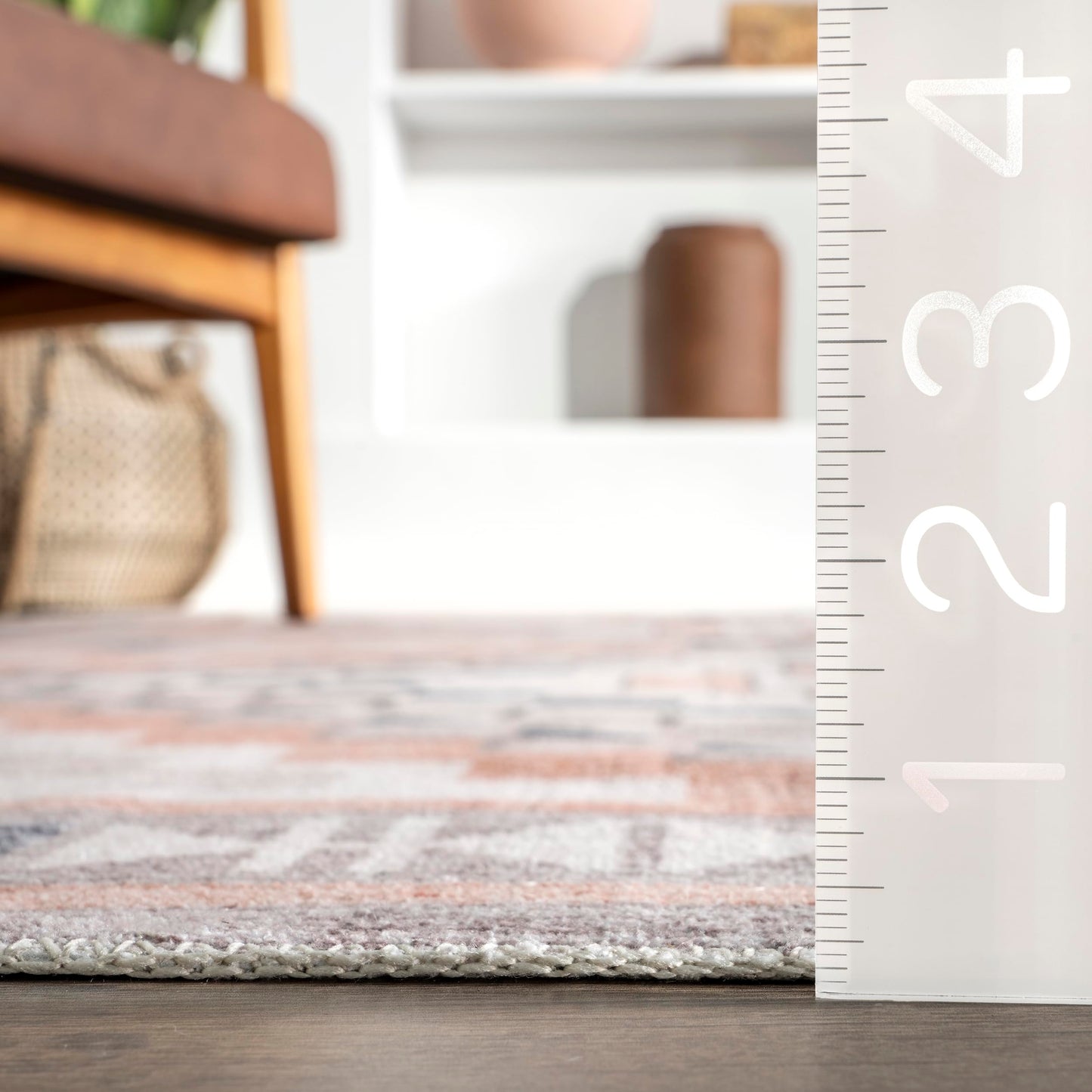 Nuloom SpinClean Leighton Beige/Ivory, 4' x 6', Tribal, Soft and Cozy,, High Traffic, Stain Resistant, Easy Clean, Durable, Machine Washable Area Rug for Bedroom, Living Room, Dining, Entryway