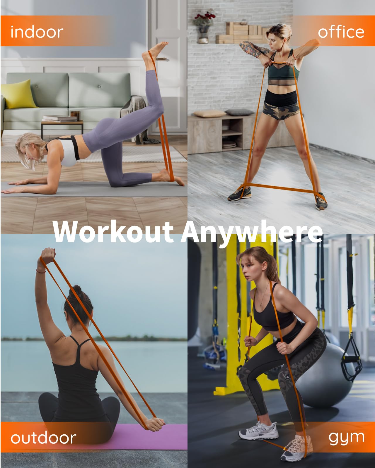 Resistance Bands Set - Pull Up Bands for Men Women, Exercise Bands Resistance with Door Anchor, Training Poster & Pouch for Body Stretching, Pull Up Assist