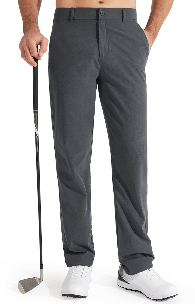 Libin Mens Golf Pants Classic Fit Stretch Work Dress Pants 32" Quick Dry Lightweight Business Casual Trousers Comfort Water Resistant with Pockets, Iron Grey, 36W x 32L