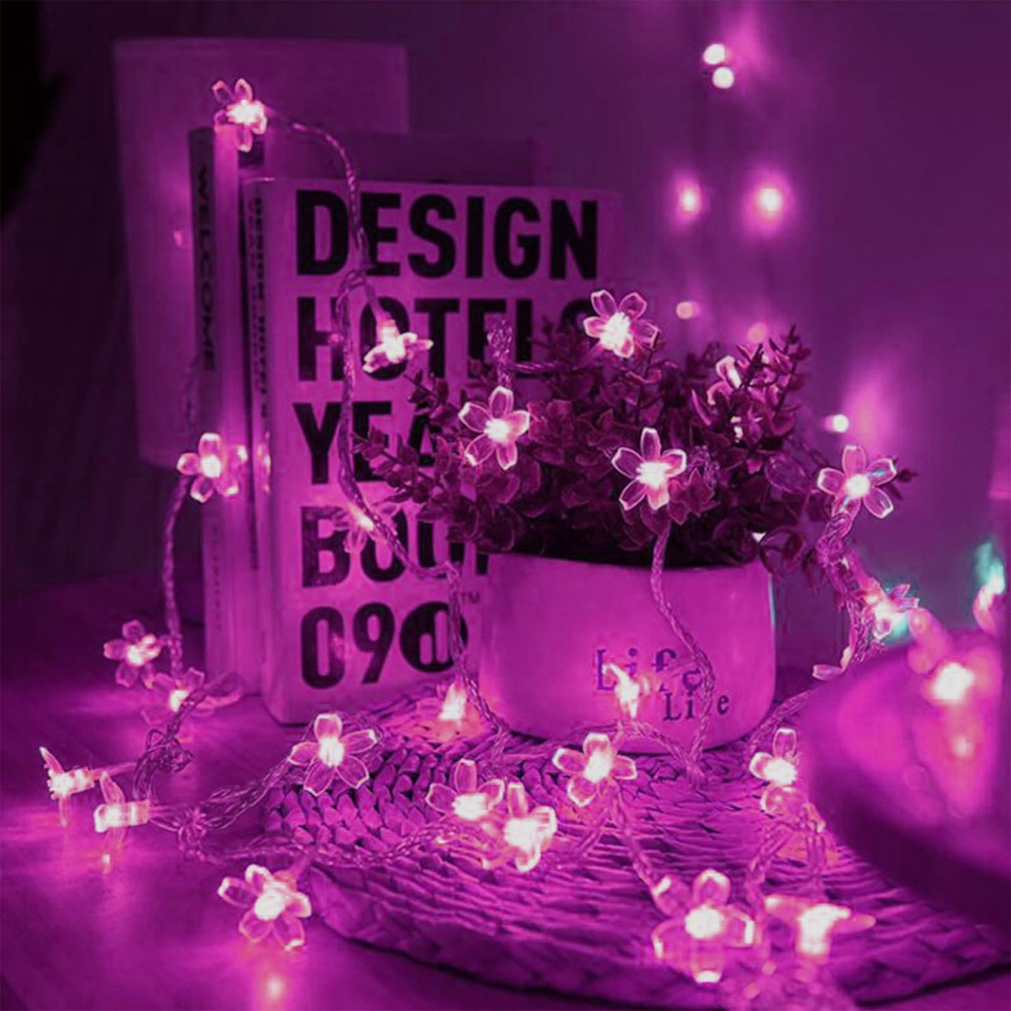 JACUXLSS Pink Cherry Blossom Flower Lights String Indoor Decor, 33Ft 100 LED Decorative Hanging Hot Aesthetic Fairy Floral Lamp for Bedroom Decorations When Valentine's Day, Wedding Party, Christmas
