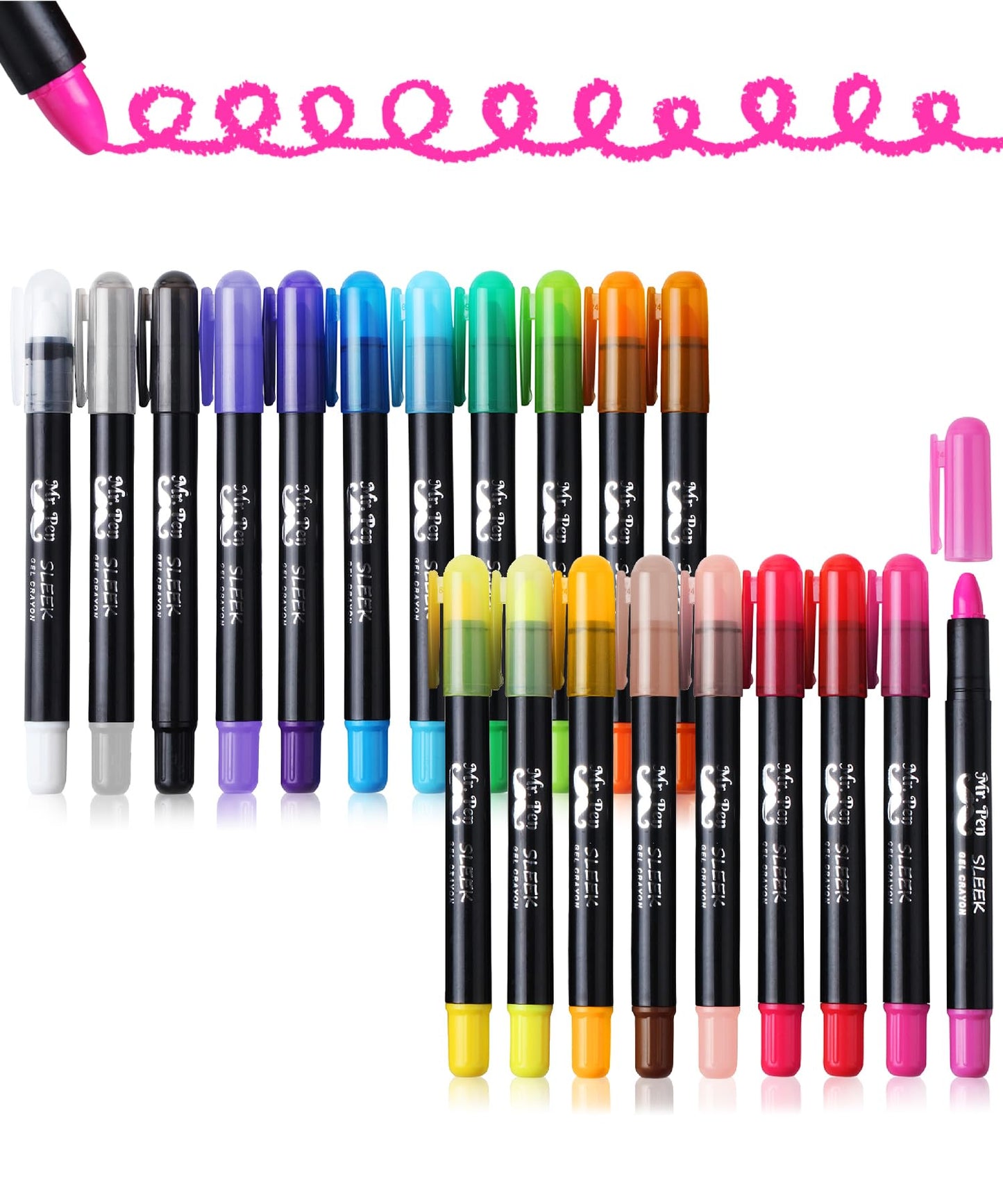 Mr. Pen- Gel Crayons, 20 Pack, Twistable, Non-Toxic, Coloring Crayons for Kids & Adults, Smooth Drawing Sticks for Art, Blending, Crafts & Creative Projects