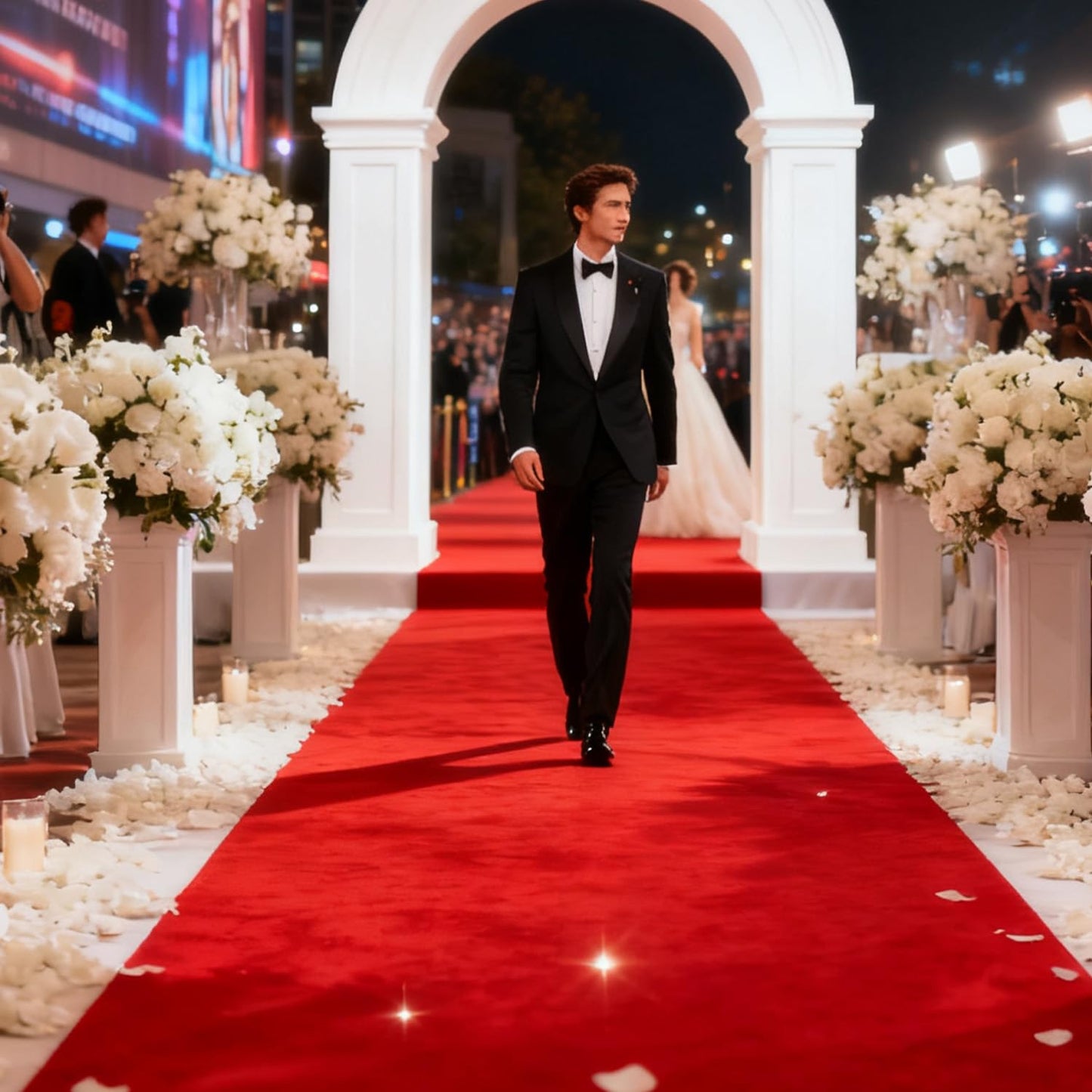 450GSM, 3ft x 20ft Red Carpet Runner for Party, Reusable TPR Non-Slip Backed Red Rug with Anti Slip for Wedding, Christmas, Indoor/Outdoor