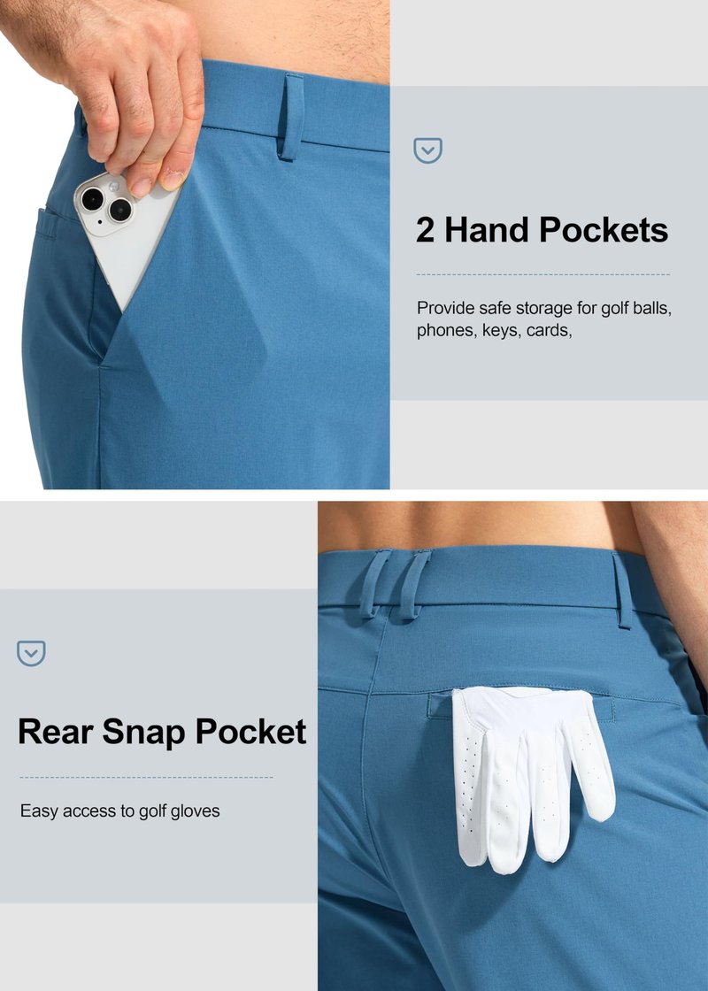 Pudolla Men's Golf Pants Mens Stretch Dress Pants 34 Lightweight Quick Dry Casual Slacks Work Pants with Pockets(Stone Slab Blue 40Wx34L)