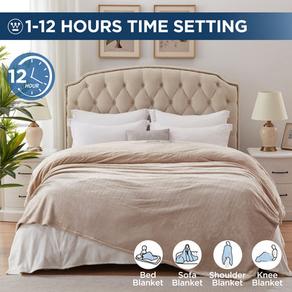 Westinghouse Electric Blanket Heated Throw, Super Cozy Soft Flannel 50"" x 60"" Heated Throw with 6 Fast Heating Levels & 2-10 Auto-Off, Machine Washable, ETL&FCC Certification, Navy Blue