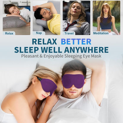 ZGGCD Sleep Mask for Side Sleeper, Light Blocking Sleeping Eye Mask for Women Men, 3D Contoured Cup Night Blindfold, Luxury Eye Cover Eyeshade with Adjustable Strap for Travel, Nap, Purple