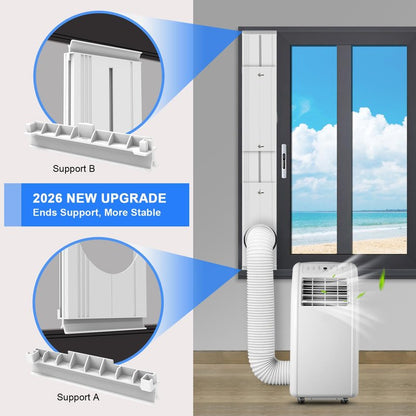 Portable Air Conditioner Sliding Door Vent Kit, Mobile AC Window Vent Kit for 5.0"/5.9” Exhaust Hose, Seamless AC Vent Seal Kit with 6 Upgraded Plates for A/C Unit Sliding Door/Window