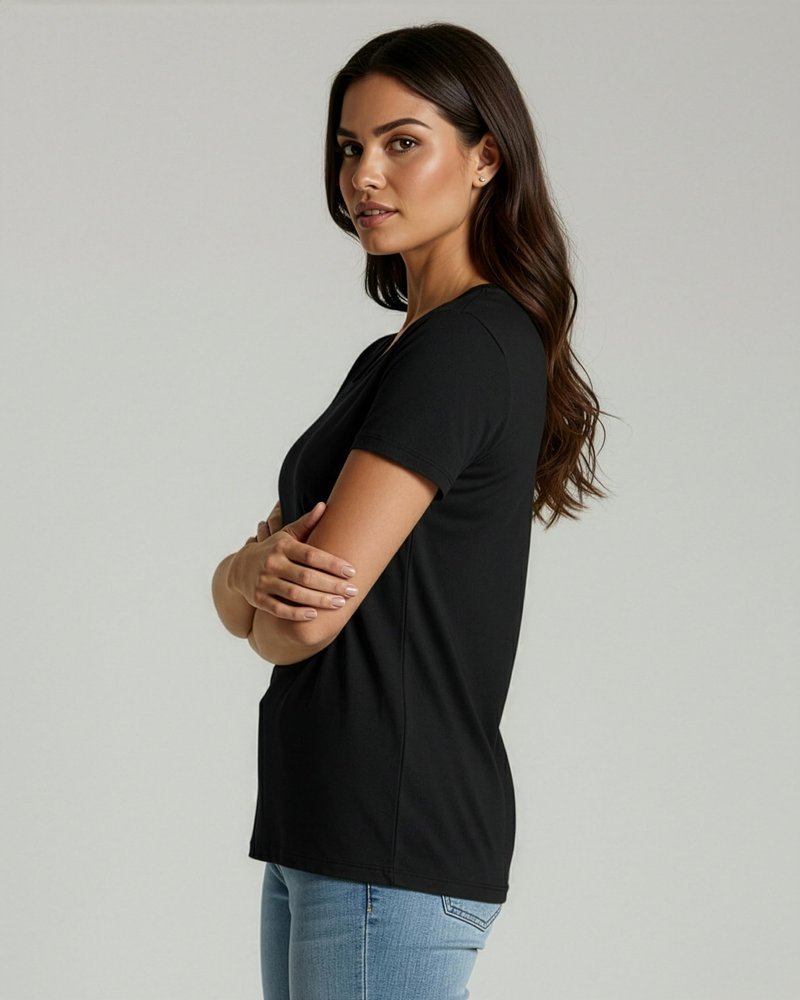 Real Essentials 4 Pack: Women's Cotton Short Sleeve T-Shirt - Casual Scoop Crew Neck Tops Tee (Available in Plus Size) - Set 6,XL